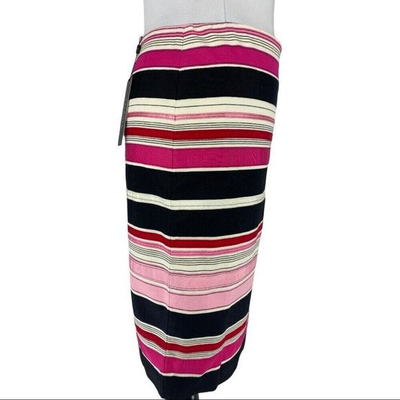 Talbots Women's NWT Pink Black Striped Ribbon Career Pencil Skirt Size 4P/W30 - Picture 3 of 15